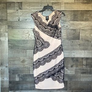 JAX Nordstrom lace peach black midi dress